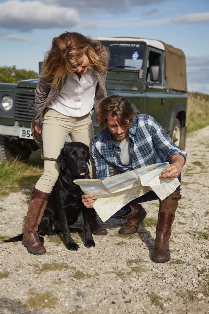 Huntwell on the go — a dog ready for the day.